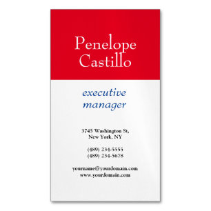 Carte De Visite Magnétique Professionnel Moderne Simple Uni Bleu Rouge Blanc
