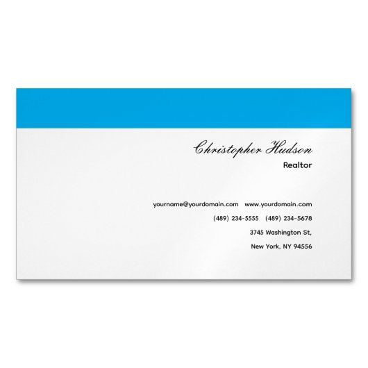 Carte De Visite Magnétique Professionnel Simple Immobilier simple Bleu Blanc (devant)