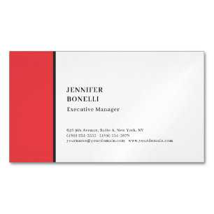 Carte De Visite Magnétique Professionnel simple minimaliste moderne rouge bla