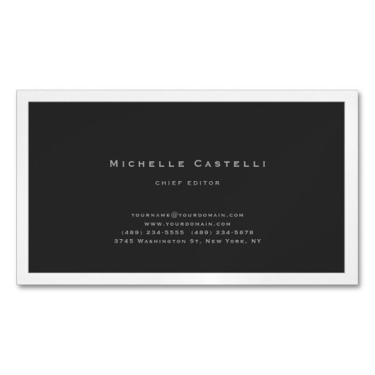 Carte De Visite Magnétique Professionnel Unique Classique Noir Blanc (devant)