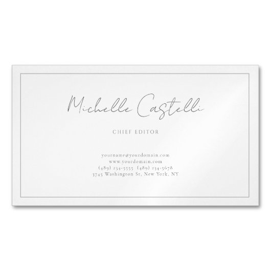 Carte De Visite Magnétique Professionnel Unique Classique Noir Blanc (devant)