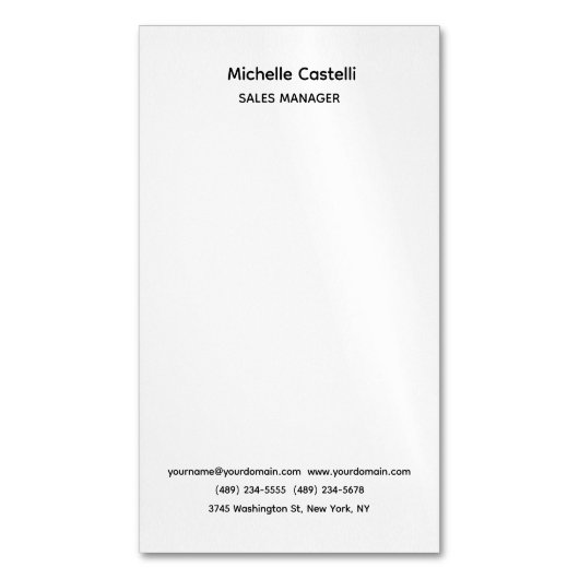 Carte De Visite Magnétique Professionnel Unique Classique Simple (devant Vertical)