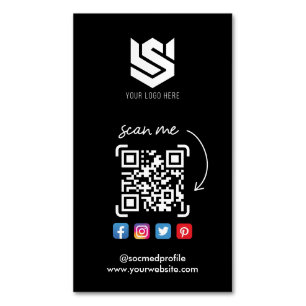 Carte De Visite Magnétique Profils de médias sociaux QR Code Logo Moderne Sim
