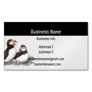 Carte De Visite Magnétique Puffin Aquarelle Oiseau Nature Faune