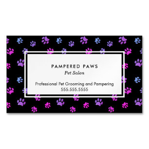 Carte De Visite Magnétique Purple Pink Blue Empreintes de pattes Professionne