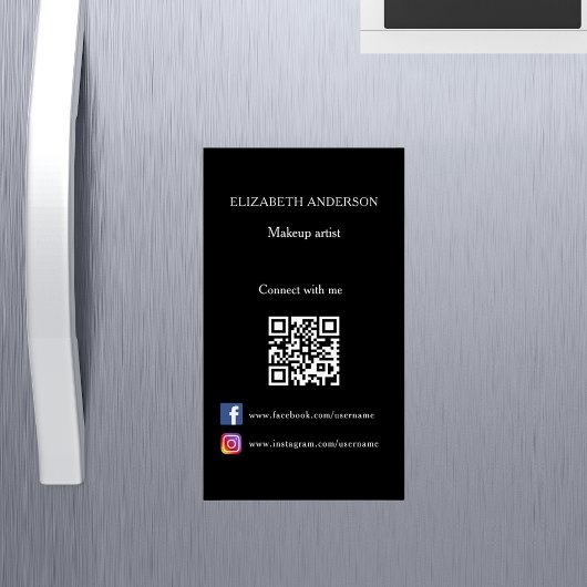 Carte De Visite Magnétique Qr code médias sociaux noir blanc