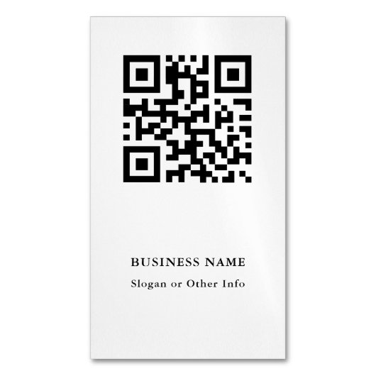 Carte De Visite Magnétique QR Code noir et blanc simple (devant Vertical)