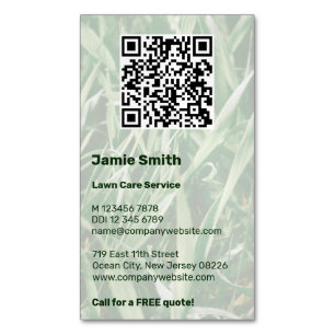 Carte De Visite Magnétique QR Code personnalisé Photo Green Lawn Care
