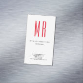Carte De Visite Magnétique Qualité Rouge Blanc Monogramme Élégant Unique (In Situ)