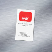 Carte De Visite Magnétique Qualité Rouge Blanc Monogramme Élégant Unique (In Situ)