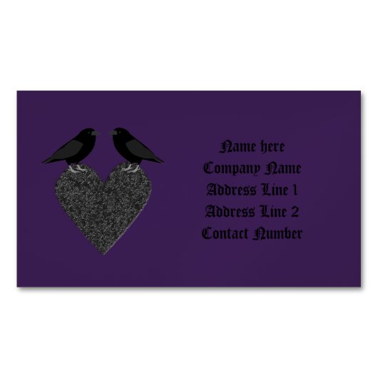 Carte De Visite Magnétique Ravens gothiques et Black Heart Custom (devant)