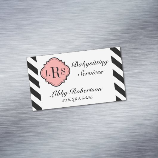 CARTE DE VISITE MAGNÉTIQUE RAYURES MAGNÉTIQUES CHICS DES AFFAIRES (In Situ)