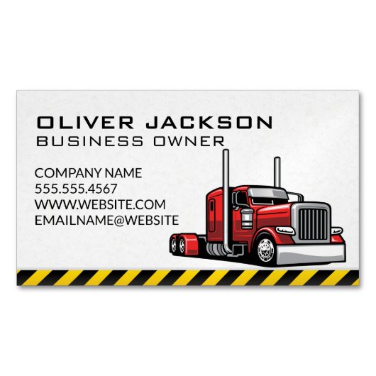 Carte De Visite Magnétique Red 18 Wheeler | Truck Driver (devant)