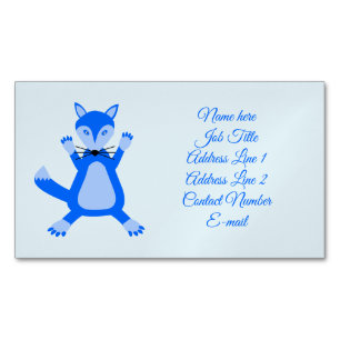 Carte De Visite Magnétique Renard Mâle Bébé Bleu Mignon Personnalisé