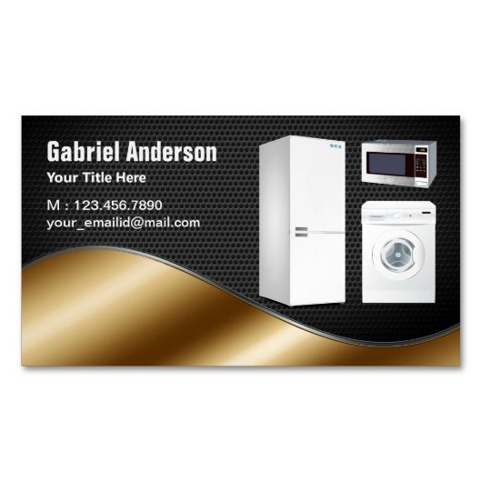 Carte De Visite Magnétique Réparation des appareils électroménagers Black Mes (devant)