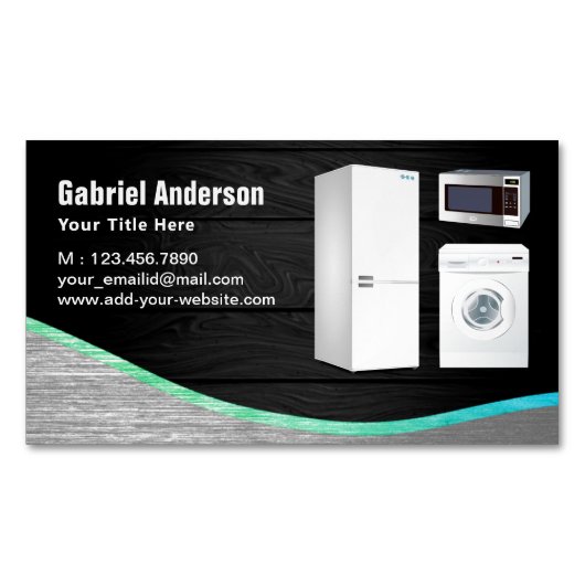 Carte De Visite Magnétique Réparation des appareils ménagers en acier gris ru (devant)