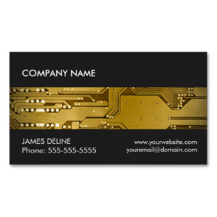 Carte De Visite Magnétique Réparation d'ordinateur du circuit cool Gray Gold