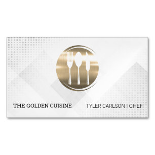 Carte De Visite Magnétique Restaurant Vaisselle d'Or Traiteur Culinaire