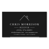 Carte De Visite Magnétique  Roofer Black Silver Modern Roofing Company (devant)
