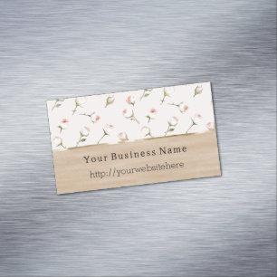 Carte De Visite Magnétique Rose Florale Crème Rose Pâle Nom de l'entreprise s