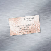 Carte De Visite Magnétique Rose Gold Damassé Élégant Script (In Situ)
