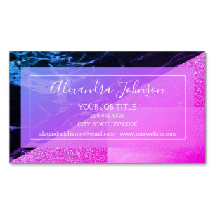 Carte De Visite Magnétique rose, violet et noir géométrique moderne