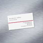 Carte De Visite Magnétique Rouge blanc classique élégant Plain professionnel (In Situ)