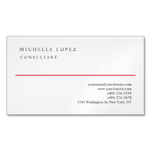 Carte De Visite Magnétique Rouge Blanc Élégant Simple Professionnel 
