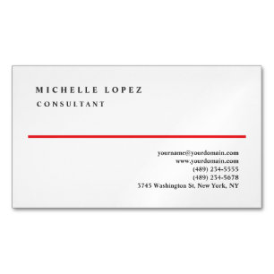 Carte De Visite Magnétique Rouge Blanc Élégant Simple Professionnel Moderne