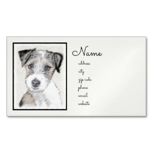 Carte De Visite Magnétique Russell Terrier Peinture rugueuse - Art Chien orig