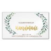 Carte De Visite Magnétique Rustique, Branche d'olive aquarelle, Fait main (devant)