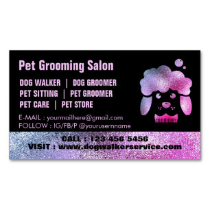 Carte De Visite Magnétique Salon de toilettage pour chiens bain spa violet