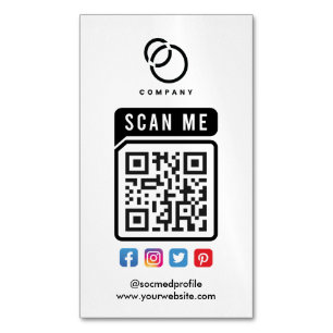 Carte De Visite Magnétique Scan ME QR Code Social Media Logo Modern Simple