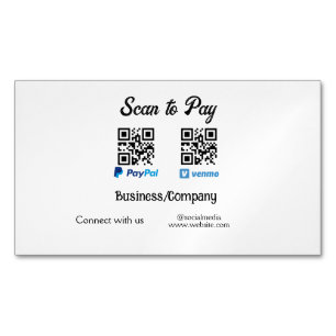Carte De Visite Magnétique Scanner pour payer le code q r paypal venmo ajoute