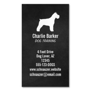 Carte De Visite Magnétique Schnauzer Chien Silhouette Chalboard Style vertica