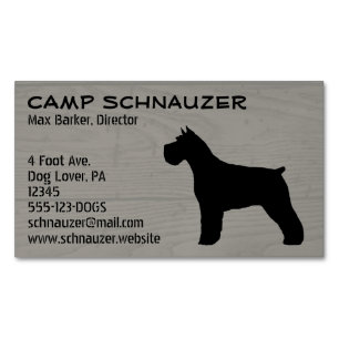 Carte De Visite Magnétique Schnauzer Chien Silhouette Faux Style bois