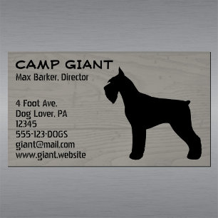Carte De Visite Magnétique Schnauzer Silhouette Style bois Faux