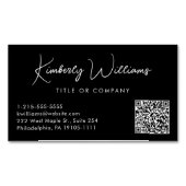 Carte De Visite Magnétique Script minimal QR Code professionnel noir (devant)