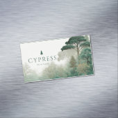 Carte De Visite Magnétique Serene Misty Forest Minimalist Green Trees (In Situ)