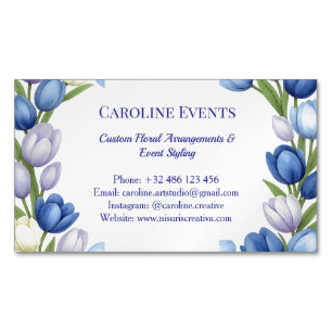 Carte De Visite Magnétique Sérénité en Fleur Pastel Tulip Floral Maison Décor