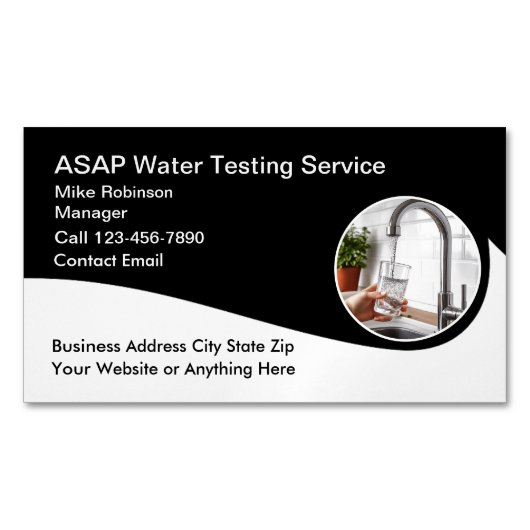 Carte De Visite Magnétique Service cool d'analyse de l'eau potable (devant)