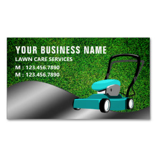 Carte De Visite Magnétique Service de jardinage Teal Lawn Mower Coupe de gazo