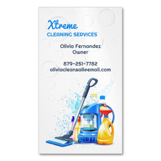 Carte De Visite Magnétique Service de nettoyage (devant Vertical)