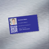 Carte De Visite Magnétique Service de nettoyage bleu marine photo code QR (In Situ)