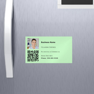 Carte De Visite Magnétique Service de nettoyage feu vert photo code QR