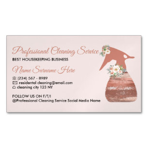 Carte De Visite Magnétique Service de nettoyage Glamour Fleur de pulvérisatio