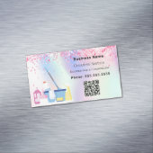 Carte De Visite Magnétique Service de nettoyage holographe rose code QR (In Situ)