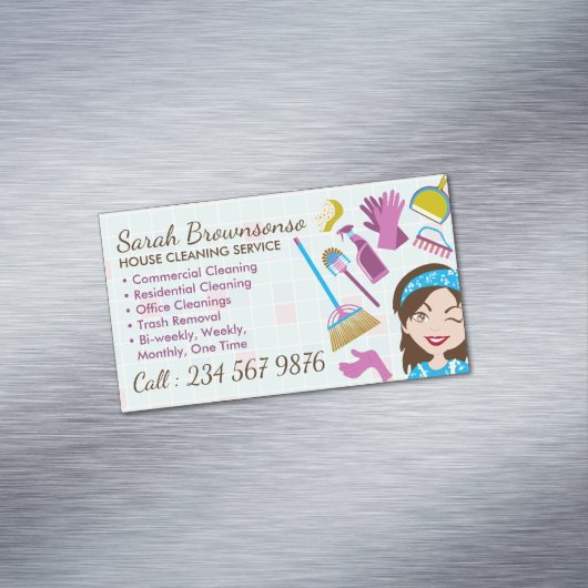Carte De Visite Magnétique Service De Nettoyage Lavage De Carreaux Janitorial (In Situ)