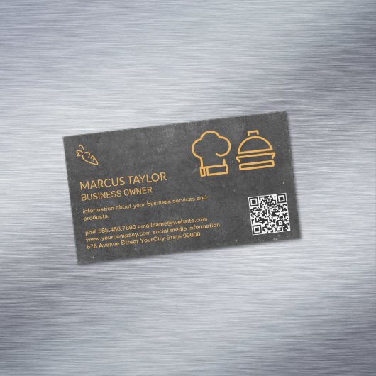 Carte De Visite Magnétique Service de restauration | Code QR (In Situ)