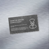 Carte De Visite Magnétique Service de restauration | Icône Chef | Ardoise (In Situ)